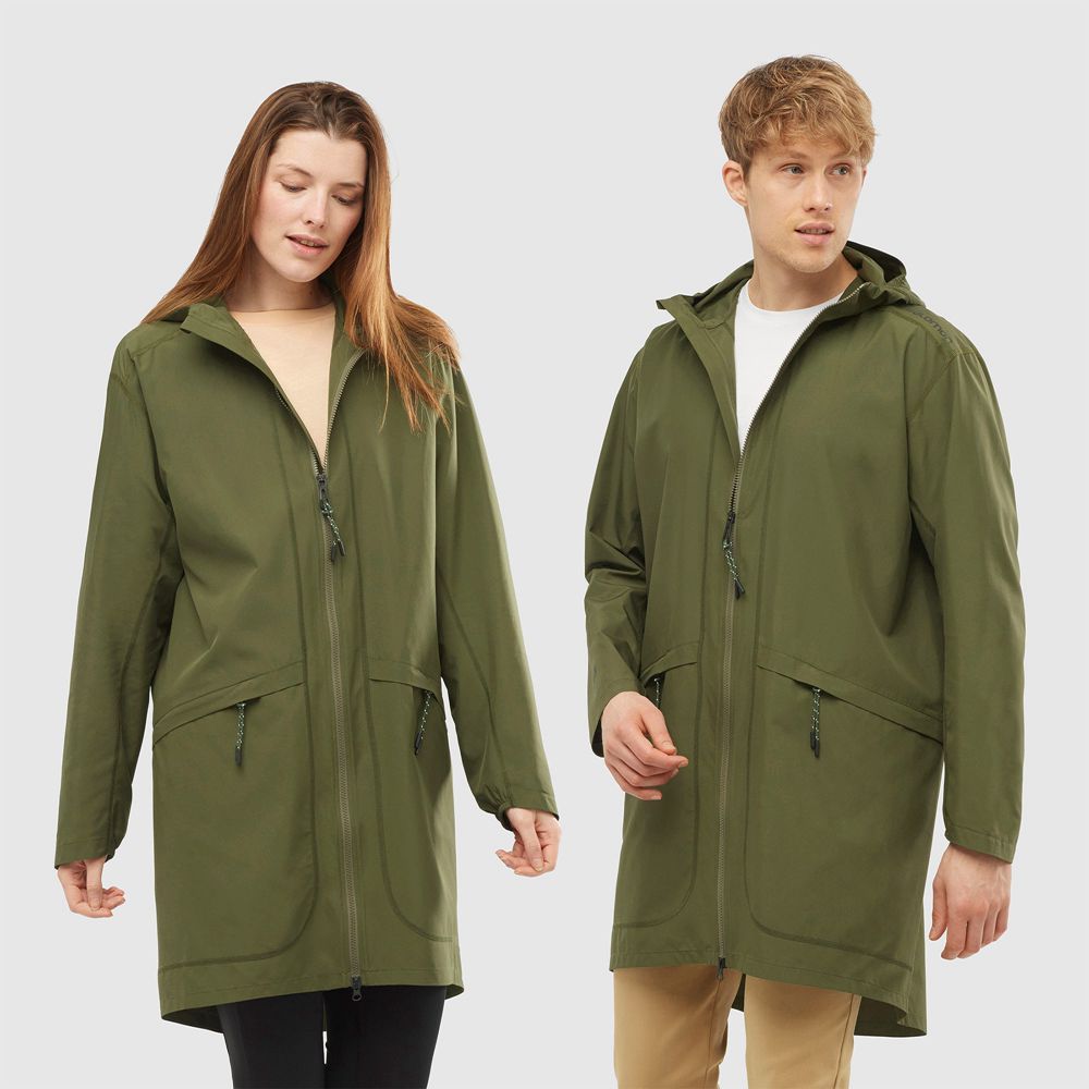 Chaqueta Viento Salomon Hombre Verde Oliva - Salomon Argentina OUTLIFE LONG PACKABLE,235469-DSW